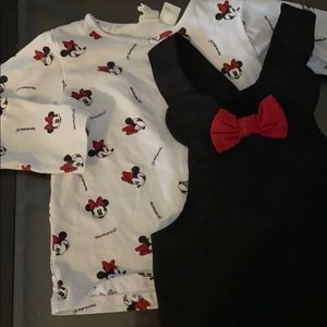 H&M Minnie Mouse LS shirt and matching ears romper